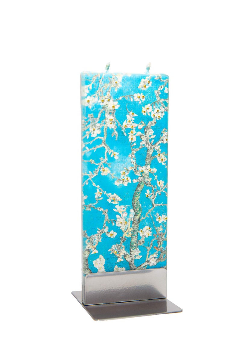 Flatyz Hand Painted Flat Candle| Unscented, Dripless, Smokeless, Decorative | Van Gogh â€“ Starry Night | Double Wick with Metal Base | Unique Gift Idea and Home DÃ©cor Accent - Image 3